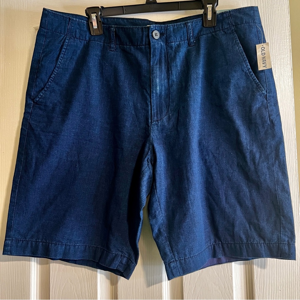 New Mens Old Navy 100% Cotton Lined At Knee Preppy Casual Classic Blue Shorts 38